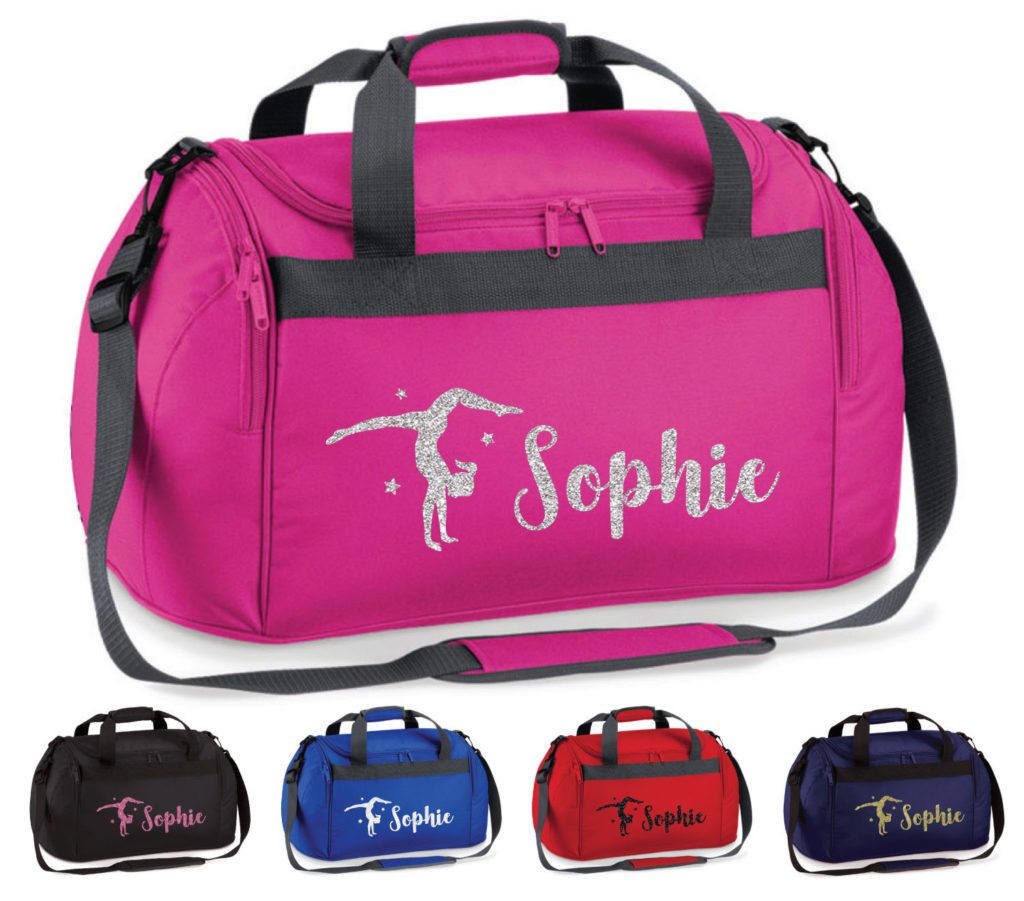 Childrens Personalised Glitter Gymnastics Holdall Girls Boys Sports